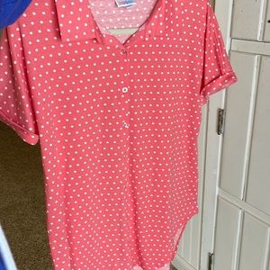 Pink short sleeve button down size small